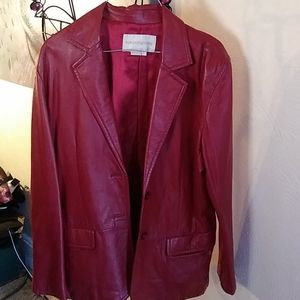 Elegant Red Leather Jacket